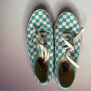 Unisex Checkerboard Vans Teal/White mens 5.5 women's 7